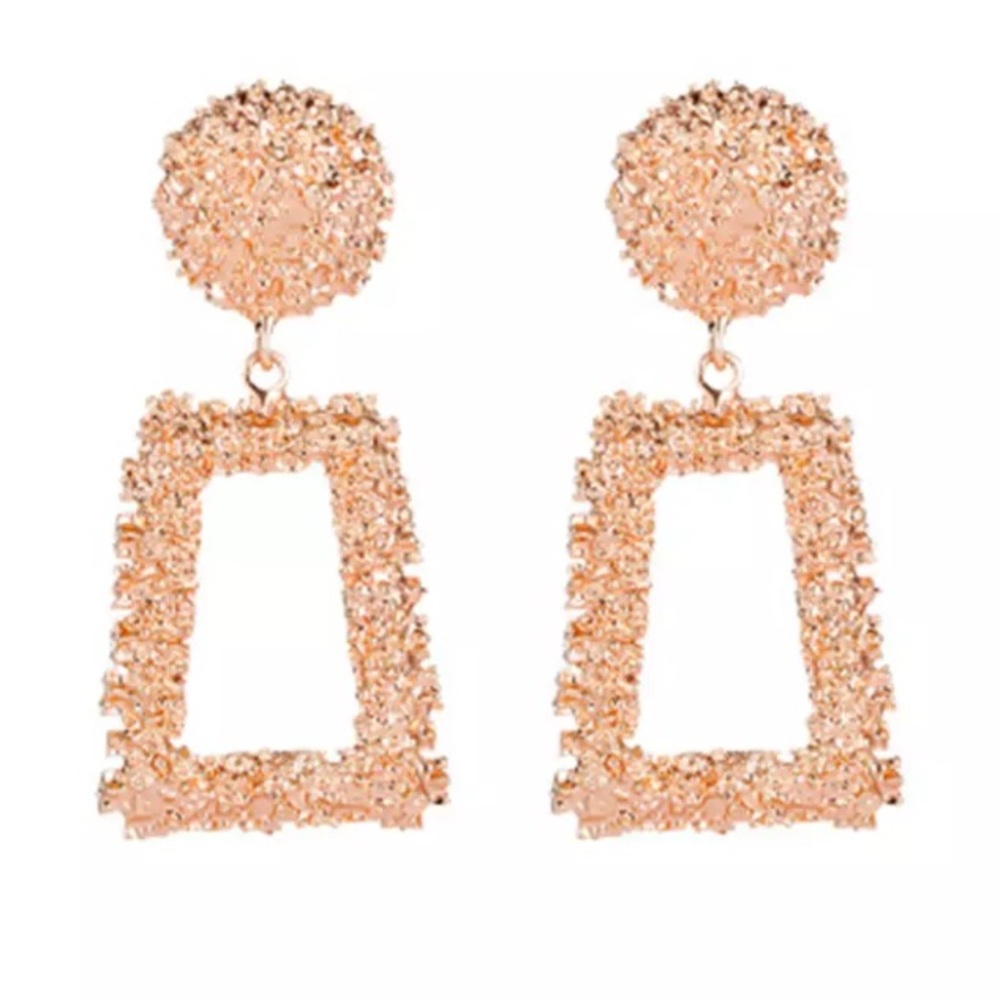 ⚜️[𝟯/$𝟮𝟴]⚜️Big Rose Gold Quad Earrings NEW - Picture 4 of 7
